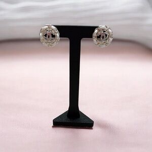 CHANEL Upcycled Stamped White & Silver Logo Earrings